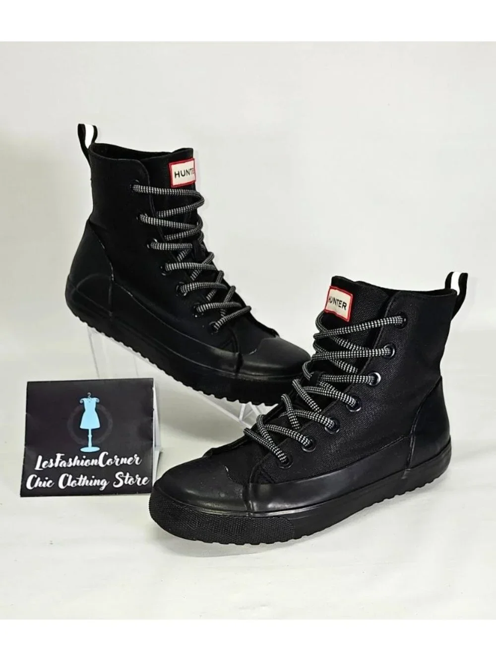Hunter Men's Target Dipped Black Canvas Hi-Top Sneakers Size 5 Wo's 7 019